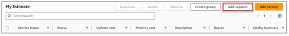 AWS Pricing Calculatorの 「My estimate」 ページでサポート追加